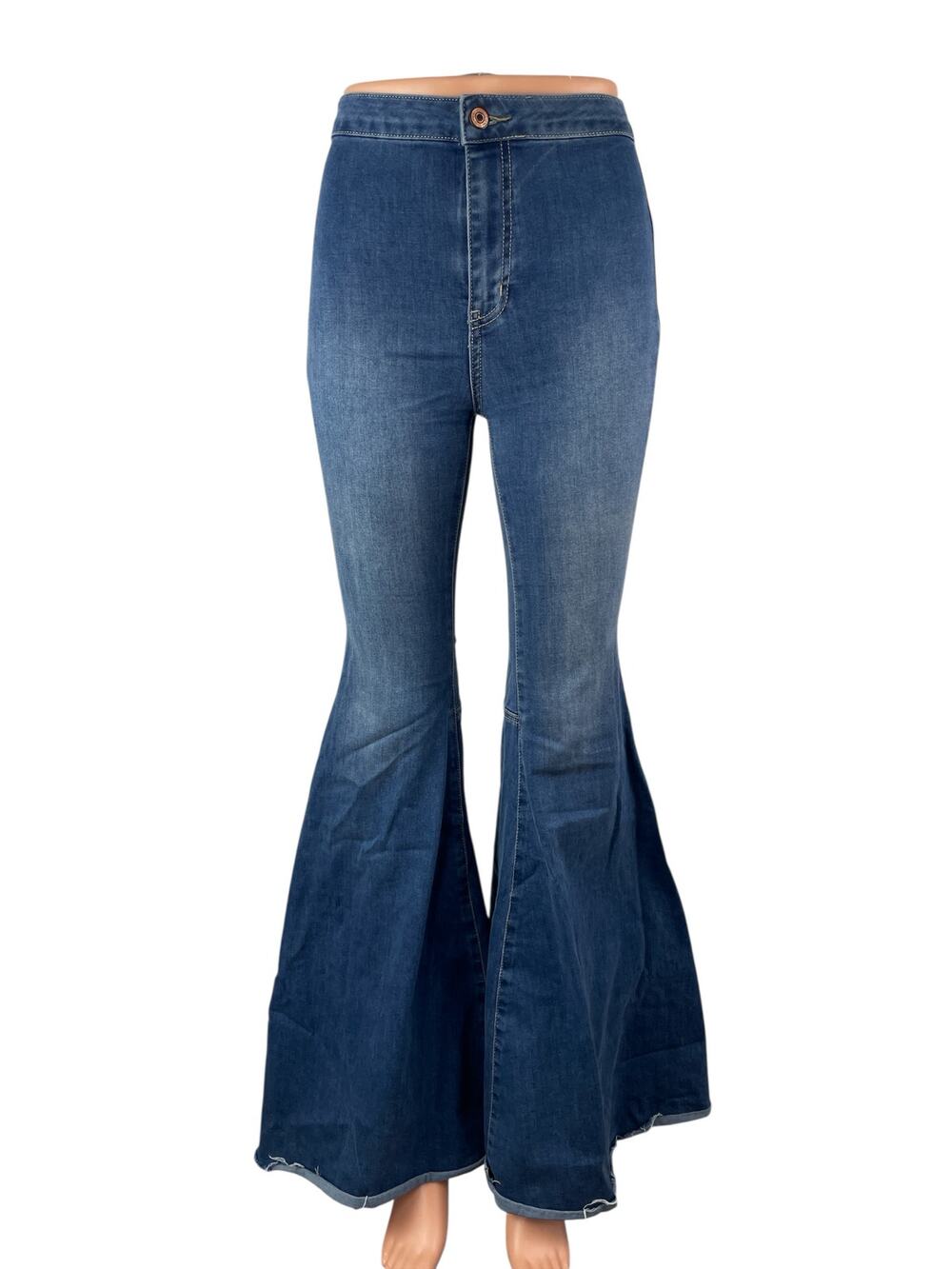 Free People We The Free Blue High Rise Flared Bootcut Bell Bottom Denim Jeans XS